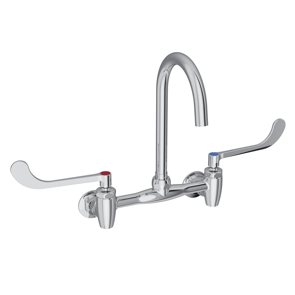 Elkay LK940GN05T6S Splash Mount Faucet w/ 5" Gooseneck Spout & 6" Wrist Blade Handles - 8" Centers