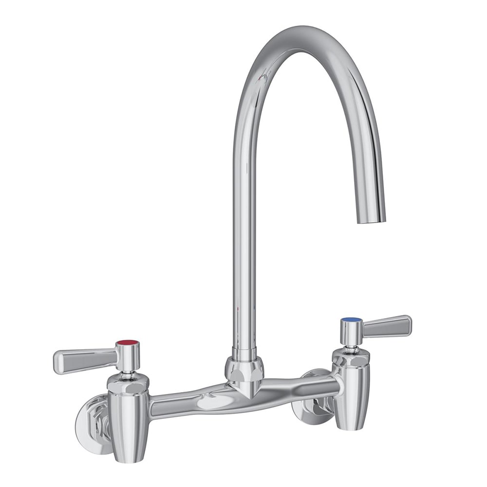 Elkay LK940GN08L2S Splash Mount Faucet w/ 8" Gooseneck Spout & 2" Wrist Blade Handles - 8" Centers