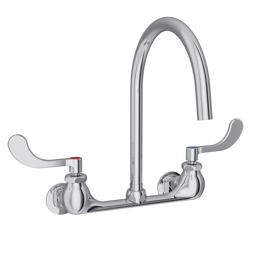 Elkay LK940GN08T4H Splash Mount Faucet w/ 8" Gooseneck Spout & 4" Wrist Blade Handles - 8" Centers