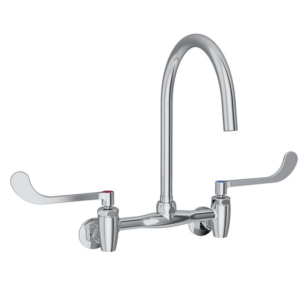 Elkay LK940GN08T6S Splash Mount Faucet w/ 8" Gooseneck Spout & 6" Wrist Blade Handles - 8" Centers