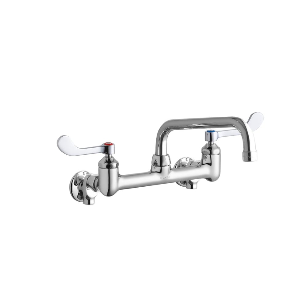 Elkay LK940TS08T4S Splash Mount Faucet w/ 10" Arched Swing Spout & 4" Wrist Blade Handles - 8" Centers