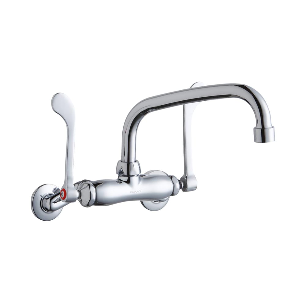 Elkay LK945AT08T6T Splash Mount Faucet w/ 8" Arched Swing Spout & 6" Wrist Blade Handles - 8" Centers