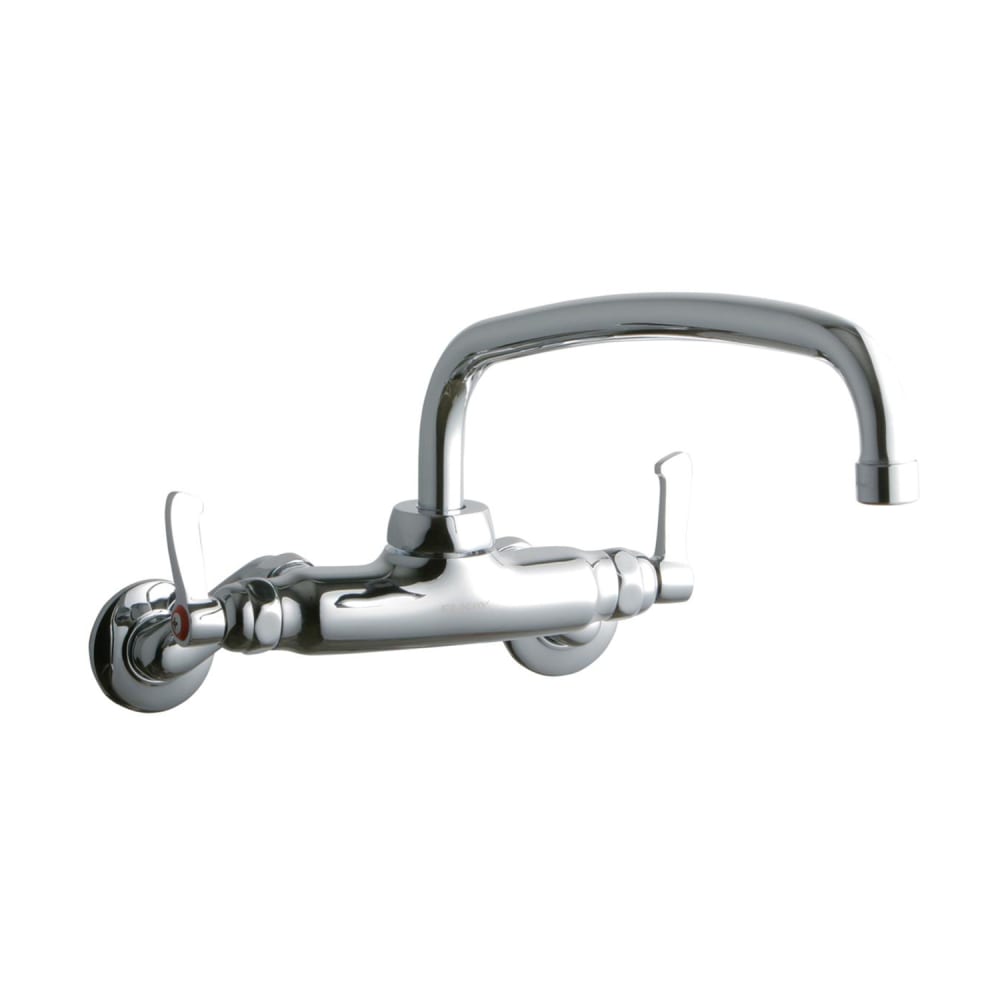 Elkay LK945AT12L2T Splash Mount Faucet w/ 12" Arched Swing Spout & 2" Lever Handles - 8" Centers