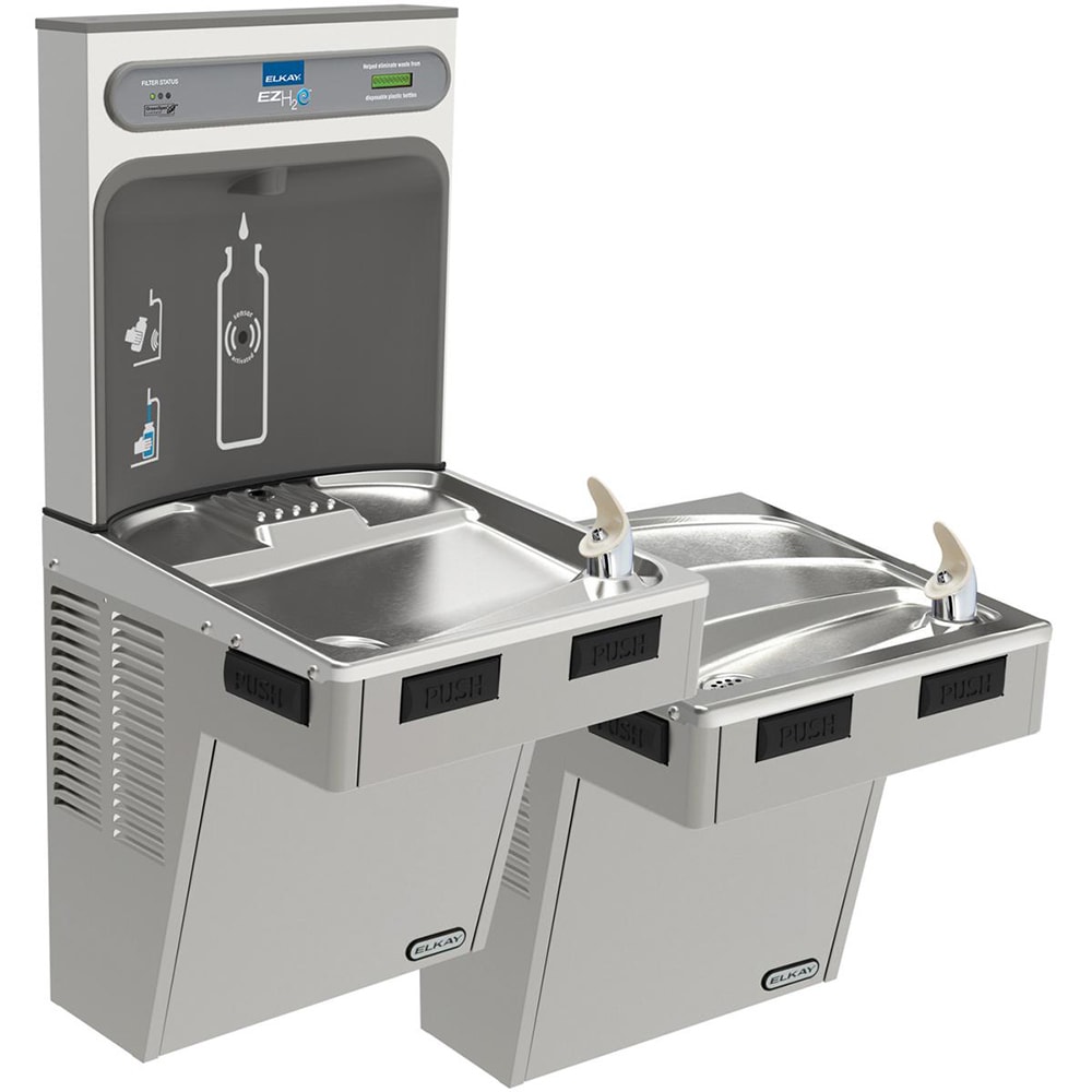 Elkay LMABFTLDDWSLK Wall Mount Bi Level Drinking Fountains w/ Bottle Filler - Non Refrigerated, Filtered