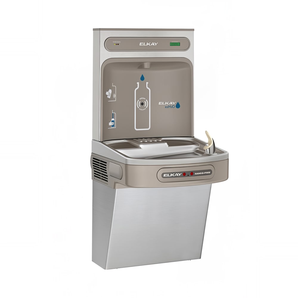 Elkay LZO8WSSK Wall Mount Drinking Fountain w/ Bottle Filler - Filtered, Refrigerated, Stainless
