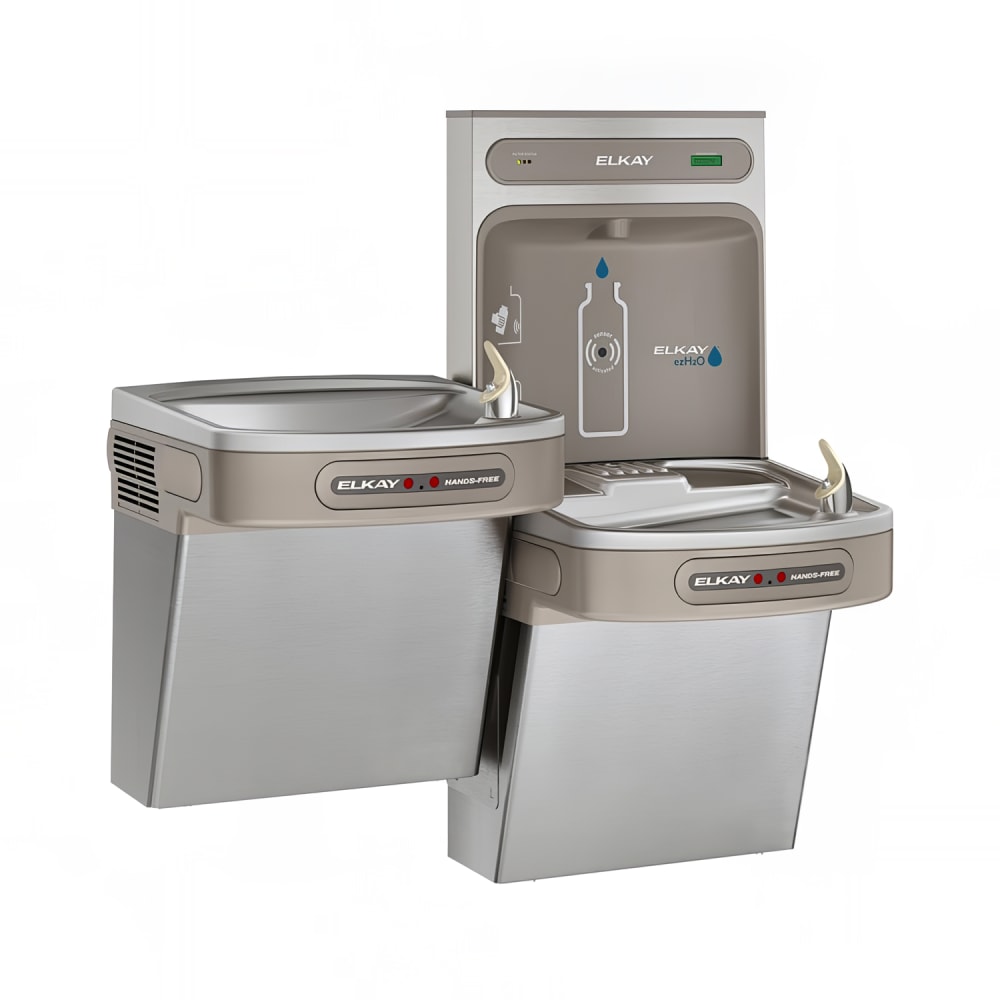 Elkay LZOOTL8WSSK Wall Mount Bi Level Drinking Fountain w/ Bottle Filler - Filtered, Refrigerated, Stainless