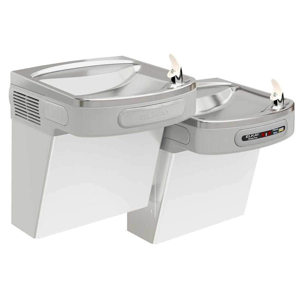 Elkay LZOSTL8SC Wall Mount Bi Level Hands Free Drinking Fountain - Filtered, Refrigerated, Stainless