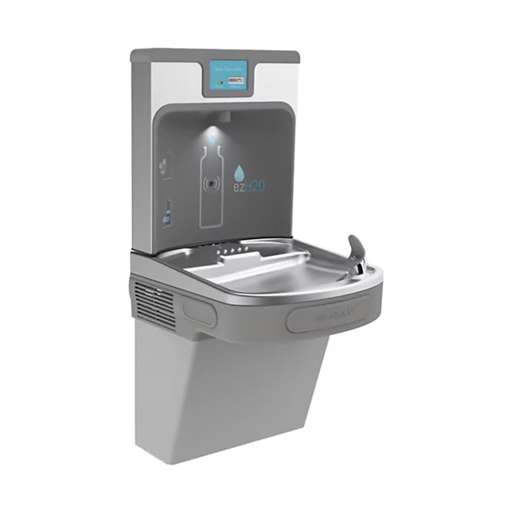 Elkay LZS8WSLP Wall Mount Drinking Fountain w/ Bottle Filler - Filtered, Refrigerated, Light Gray