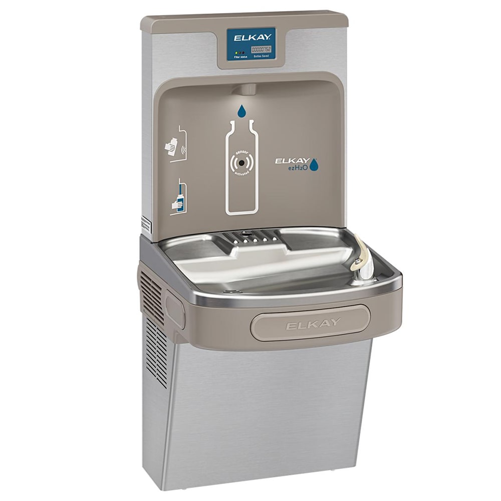 Elkay LZS8WSSK Wall Mount Drinking Fountain w/ Bottle Filler - Refrigerated, Filtered