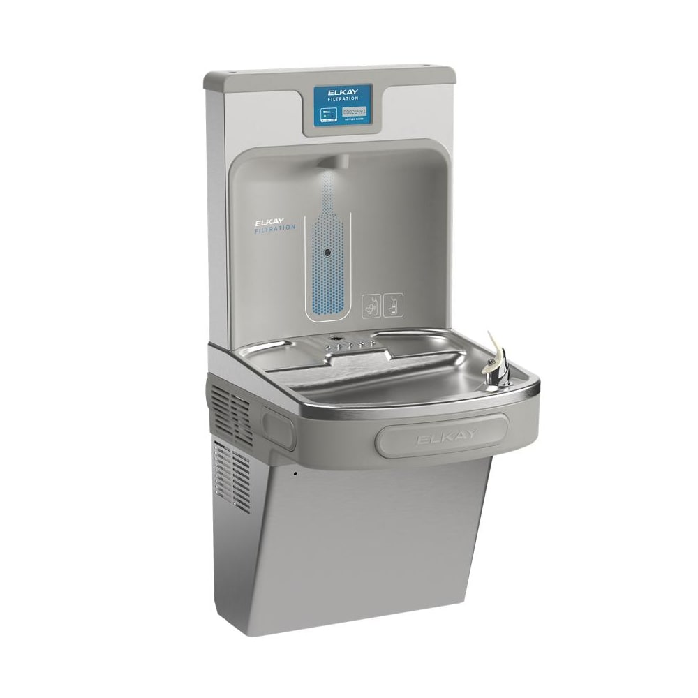 Elkay LZS8WSSP Wall Mount Drinking Fountain w/ Bottle Filler - Filtered, Refrigerated, Stainless
