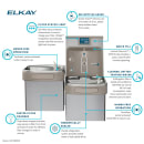Elkay LZSTL8WSSK Wall Mount Bi Level Drinking Fountain w/ Bottle Filler - Filtered, Refrigerated, Stainless thumbnail 5