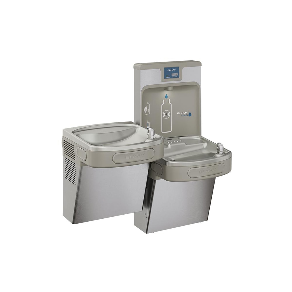 Elkay LZSTL8WSVRSK Wall Mount Bi Level Drinking Fountain w/ Bottle Filler - Filtered, Refrigerated, Stainless