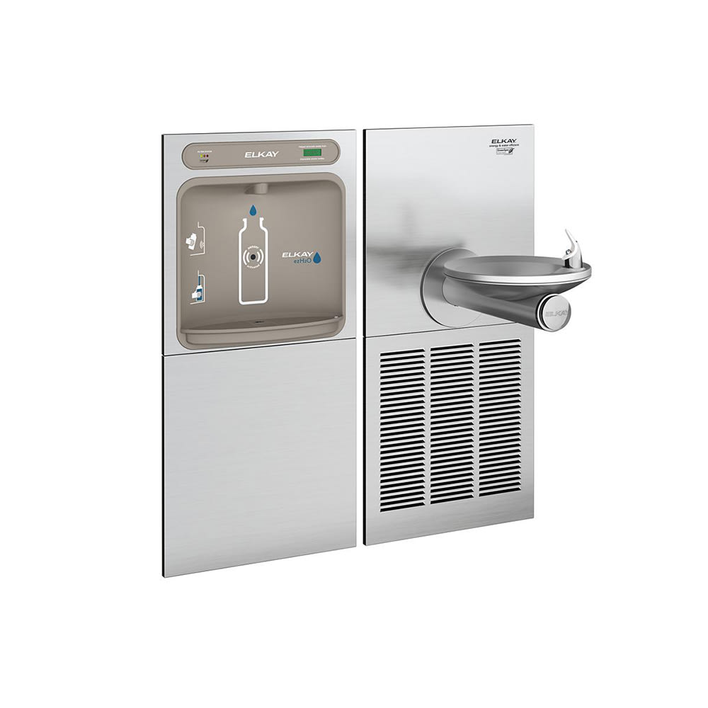 Elkay LZWS-SFGRN8K Wall Mount Drinking Fountain w/ Bottle Filler - Refrigerated, Filtered