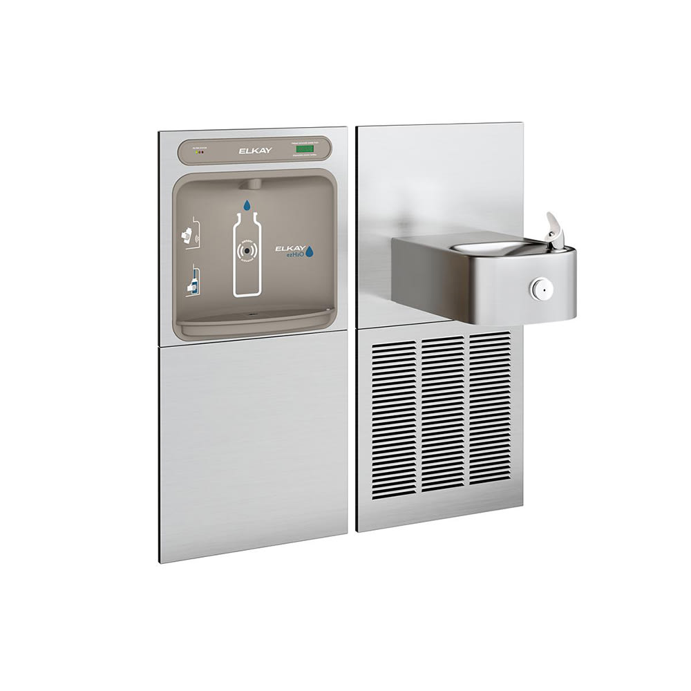 Elkay LZWS-SS8K Wall Mount Drinking Fountain w/ Bottle Filler - Refrigerated, Filtered