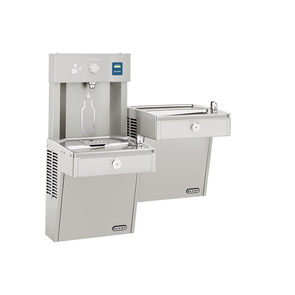 Elkay VRCTLRDDWSK Wall Mount Bi Level Drinking Fountains w/ Bottle Filler - Non Refrigerated, Non Filtered