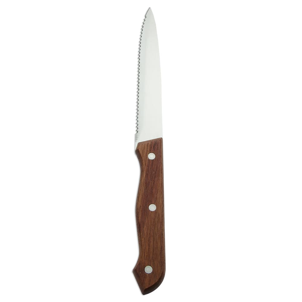 Libbey 200 1632 9 1/4" Steak Knife w/ Wooden Handle & Pointed Tip