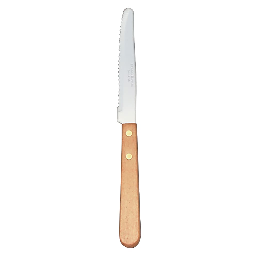 Libbey 200 1702 8 1/2" Steak Knife w/ Wooden Handle & Round Tip
