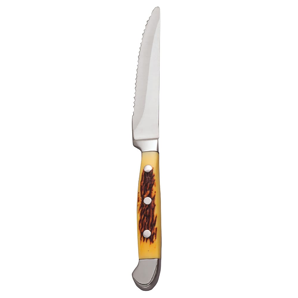 Libbey 201 2522 9" Steak Knife w/ Full Tang & Yellow Pom Handle