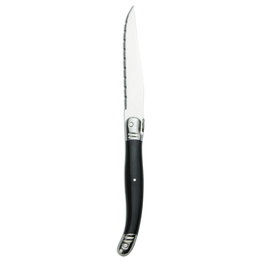 Libbey 201 2882 9 1/8" Steak Knife w/ Plastic Handle & Pointed Tip, Black, Slim EuroStyle