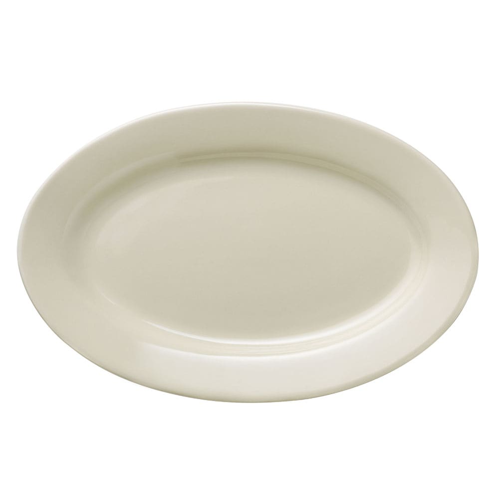 Libbey 740-901-138 13 5/8" x 8 7/8" Oval Porcelana Platter - Porcelain, Cream White