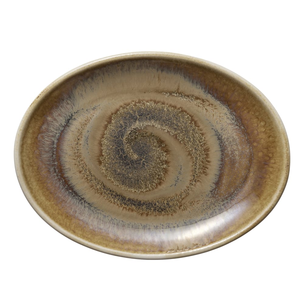 Libbey 801222541000102 10" x 7 1/2" Oval Perfect Match Coupe Platter - Porcelain, Cumin