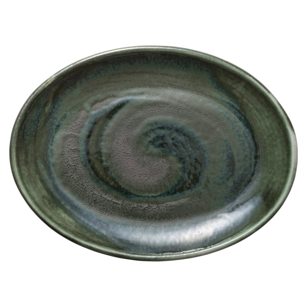 Libbey 801222541000103 10" x 7 1/2" Oval Perfect Match Coupe Platter - Porcelain, Avocado