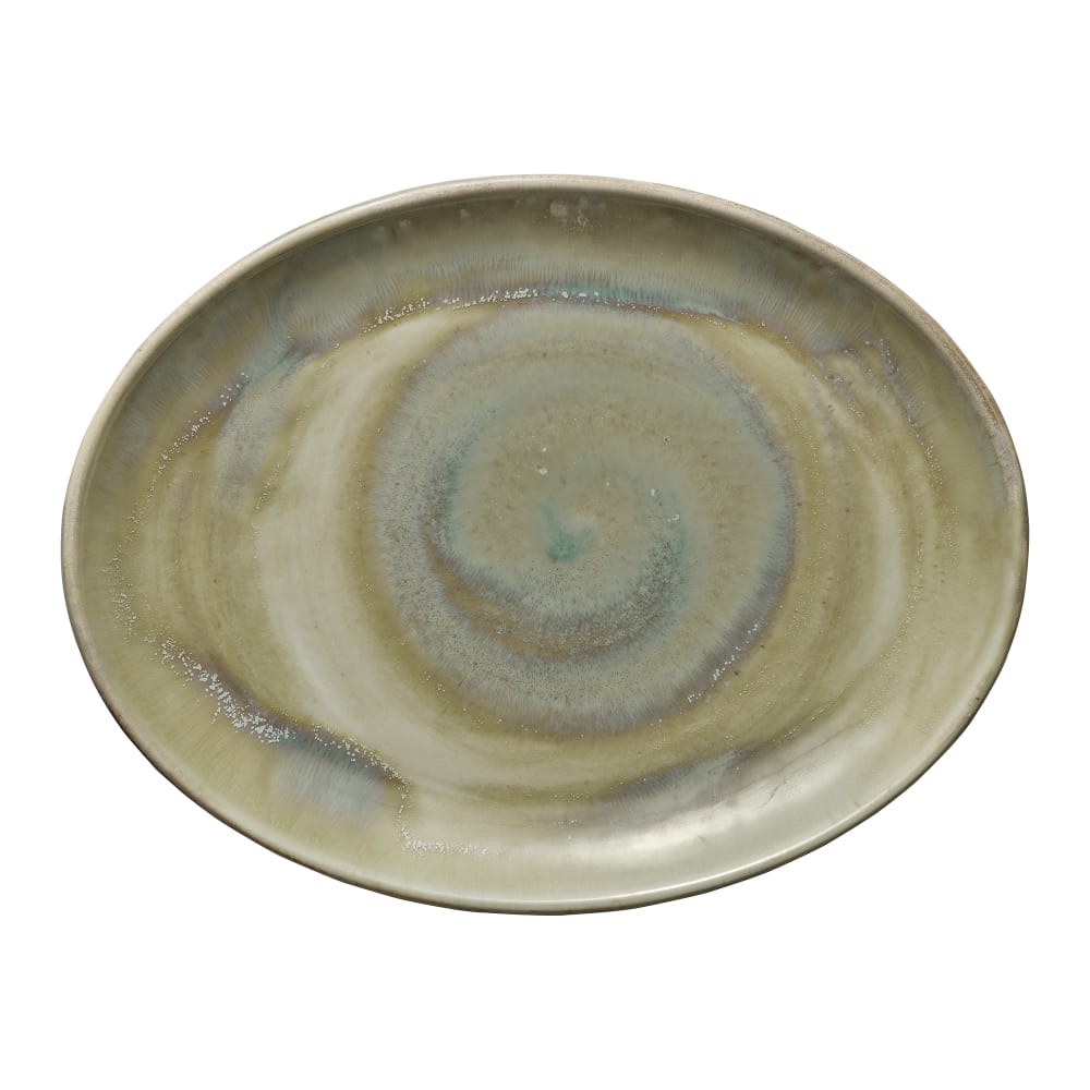 Libbey 801223141000104 12 1/8" x 9 3/8" Oval Perfect Match Coupe Platter - Porcelain, Thyme