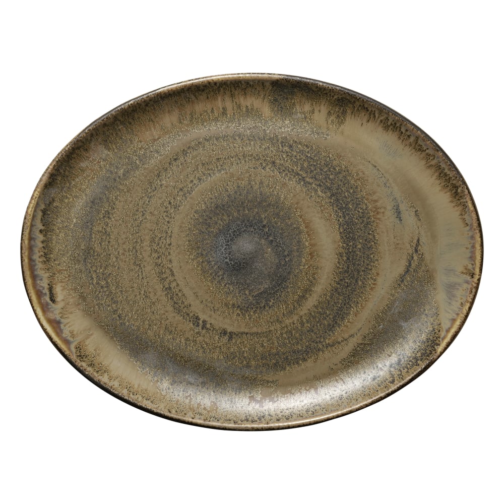 Libbey 801223641000102 14 1/4" x 11" Oval Perfect Match Platter - Porcelain, Cumin