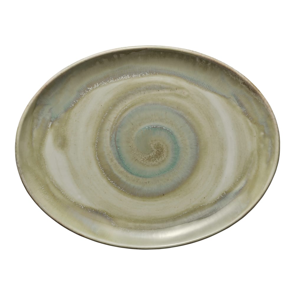 Libbey 801223641000104 14 1/4" x 11" Oval Perfect Match Platter - Porcelain, Thyme