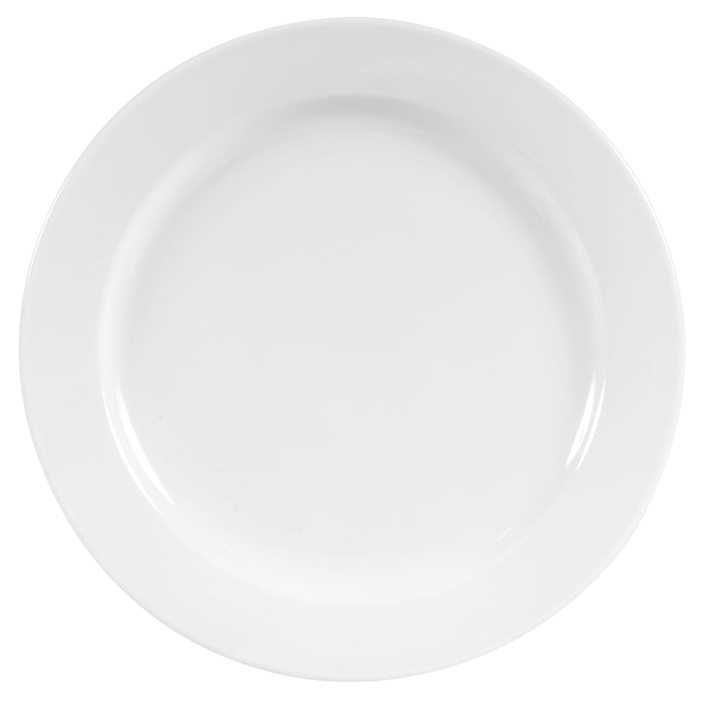 Libbey 840-425R-25 9" Round Plate - Wide Rim, Rolled Edge, Porcelain, Bright White, Porcelana