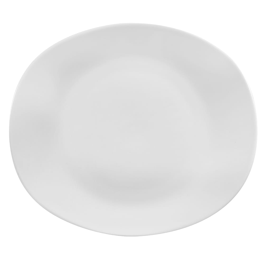 Libbey 840-437B 10" x 9" Oblong Coupe Porcelana Plate - Porcelain, Bright White