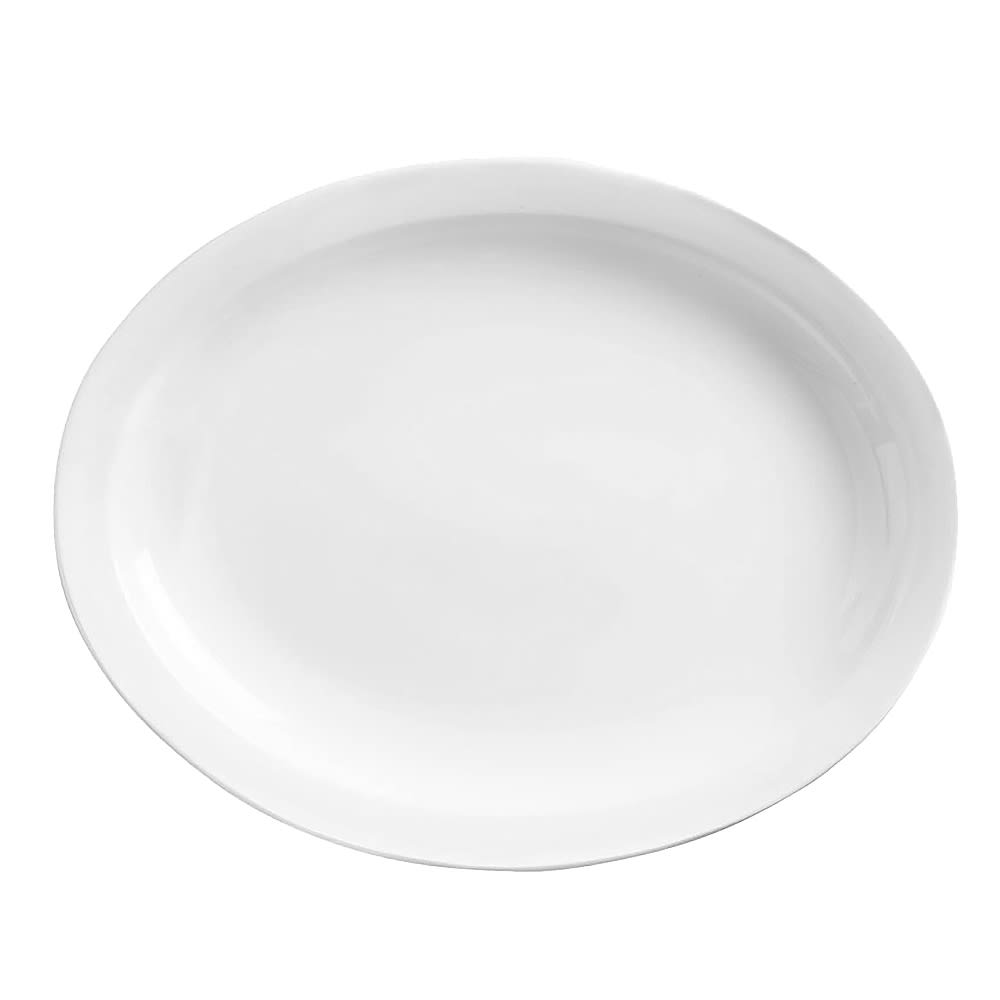 Libbey 840-520N-9 9 3/4" x 7 3/8" Oval Porcelana Platter - Porcelain, Bright White
