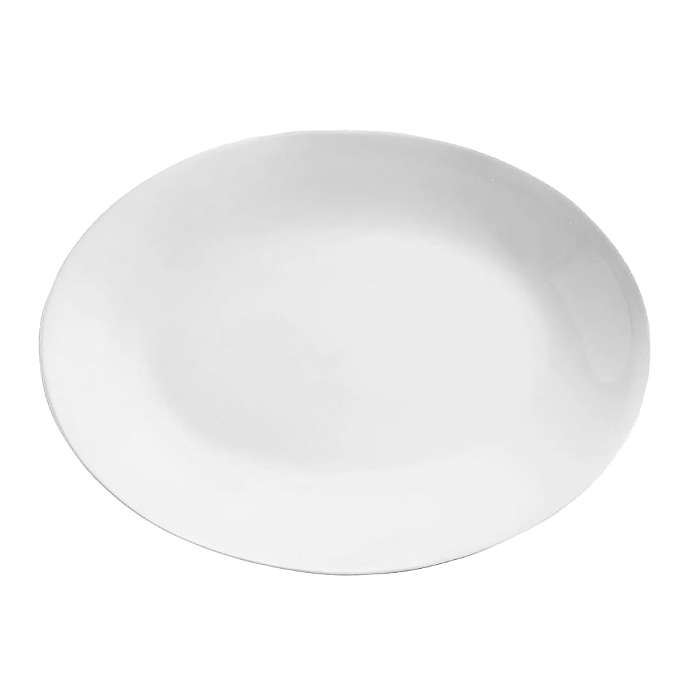 Libbey 840-540R-15 15 1/4" Oval Porcelain Platter w/ Rolled Edge, Coupe, Bright White, Porcelana
