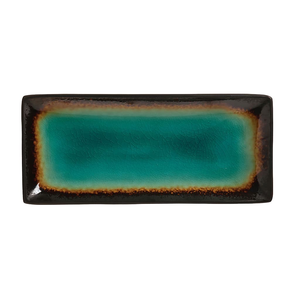 Libbey BF-11 5" Rectangular Platter, Turquoise Well w/ Dark Brown Rim