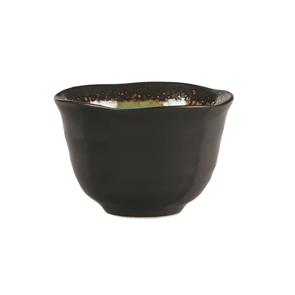 Libbey BF-2 2 oz Hakone Sake Cup, Turquoise w/ Dark Brown Rim, Ceramic