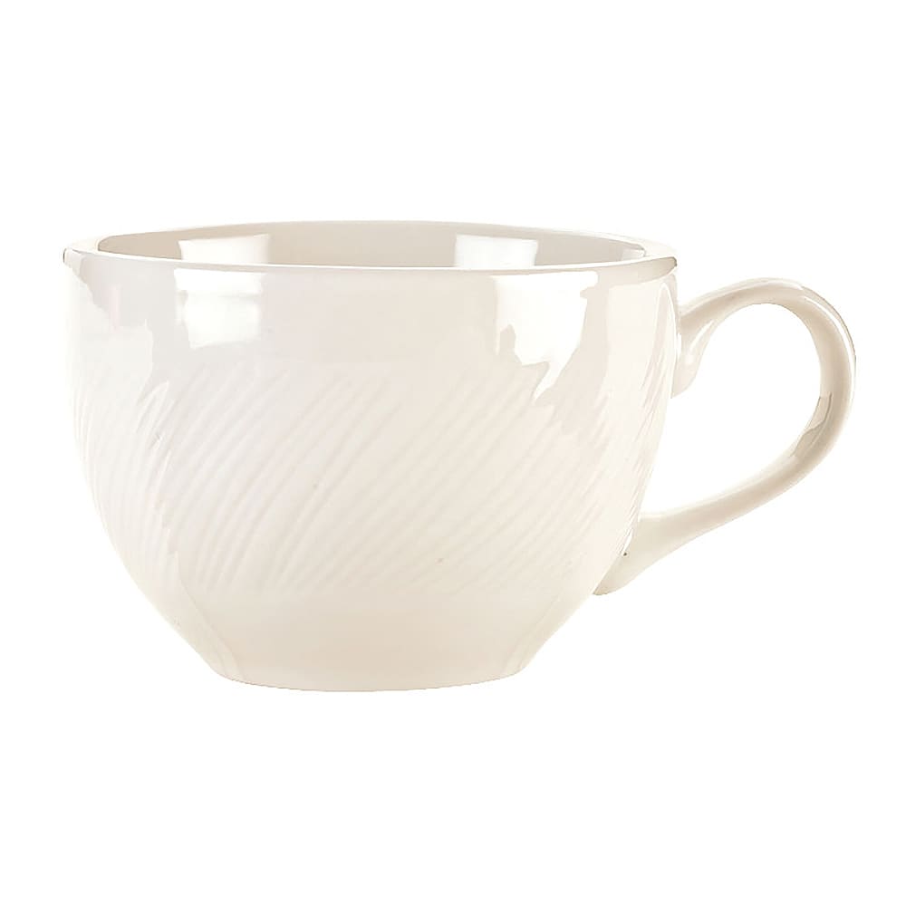 Libbey BO-1152 8 oz Basics Orbis Eared-Handle Cup - Porcelain, Bright White
