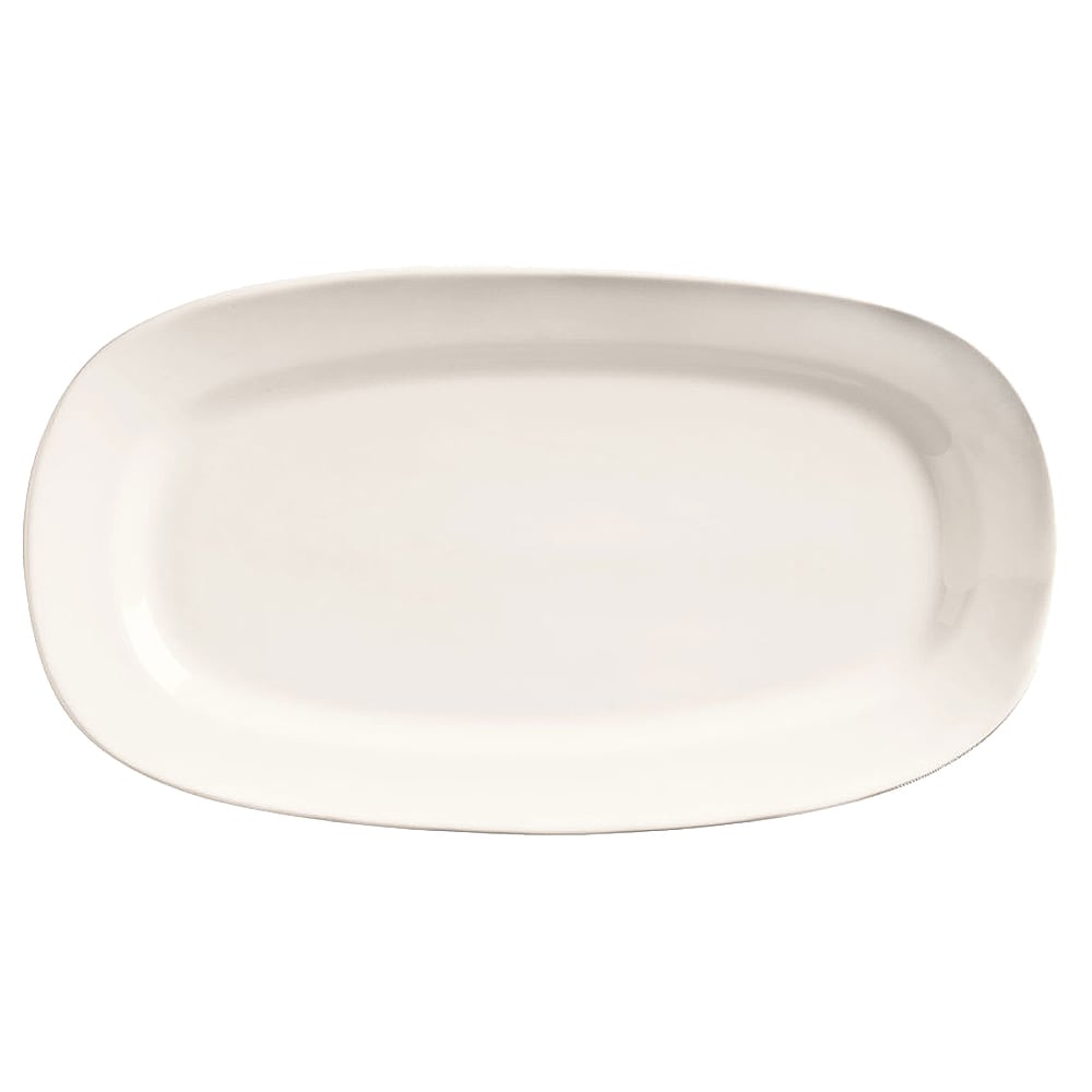 Libbey BW-1125 10" x 5 1/2" Oblong Basics Collection Racetrack Platter - Porcelain, Bright White