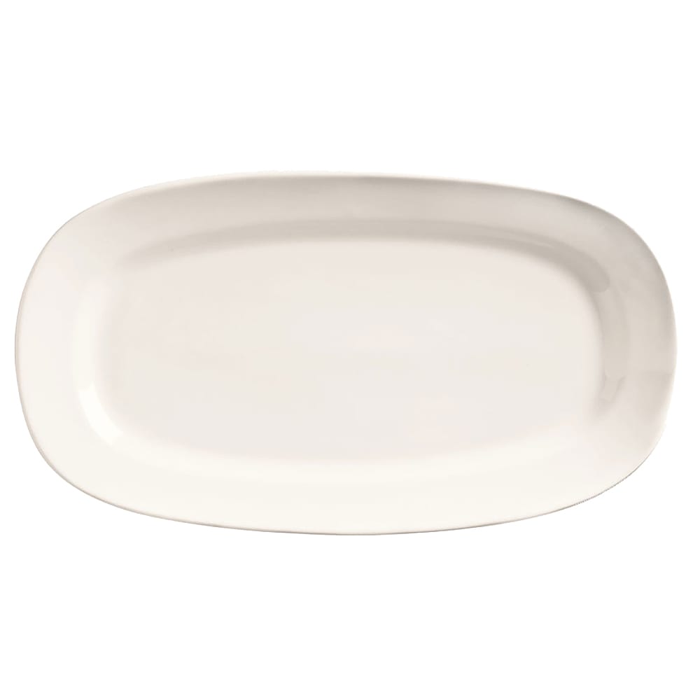 Libbey BW-1126 12" x 6 5/8" Oblong Basics Collection Racetrack Platter - Porcelain, Bright White