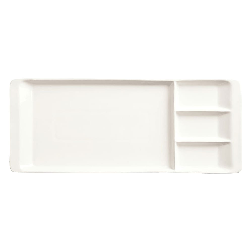Libbey BW-3331 15 1/4" x 6 1/4" Rectangular Chef's Selection II Platter - Porcelain, Ultra Bright White