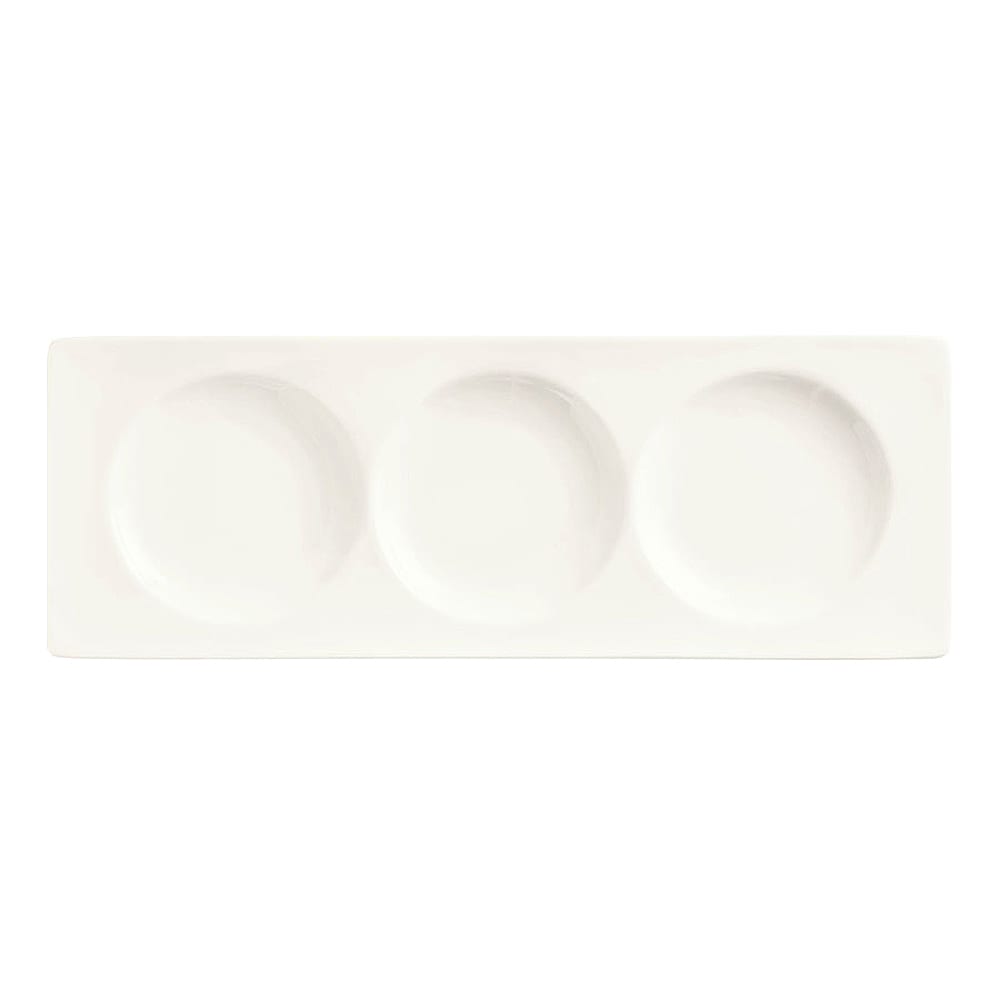 Libbey BW-3333 13" x 4 5/8" Rectangular Chef's Selection II Tray - Porcelain, Ultra Bright White