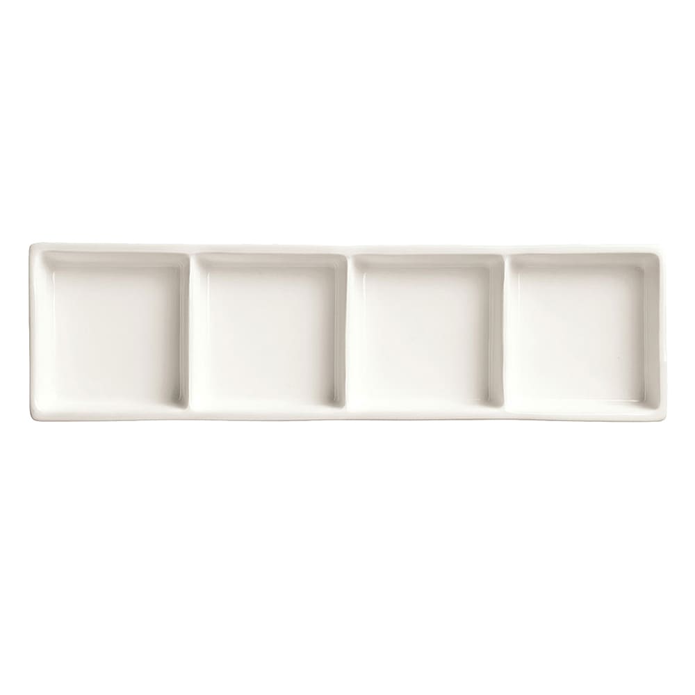 Libbey BW-4444 10 5/8" x 3 1/4" Rectangular Chef's Selection Tray - Porcelain, Ultra Bright White