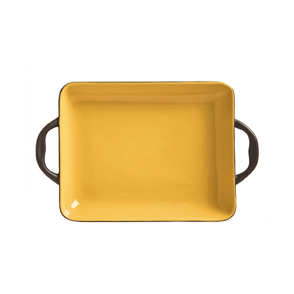 Libbey CBB-002 13 oz Coos Bay Rectangular Tray with Handles - Ceramic, Butter