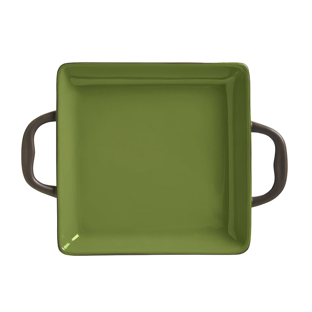 Libbey CBO-002 11 oz Coos Bay Square Tray with Handles - Ceramic, Olive