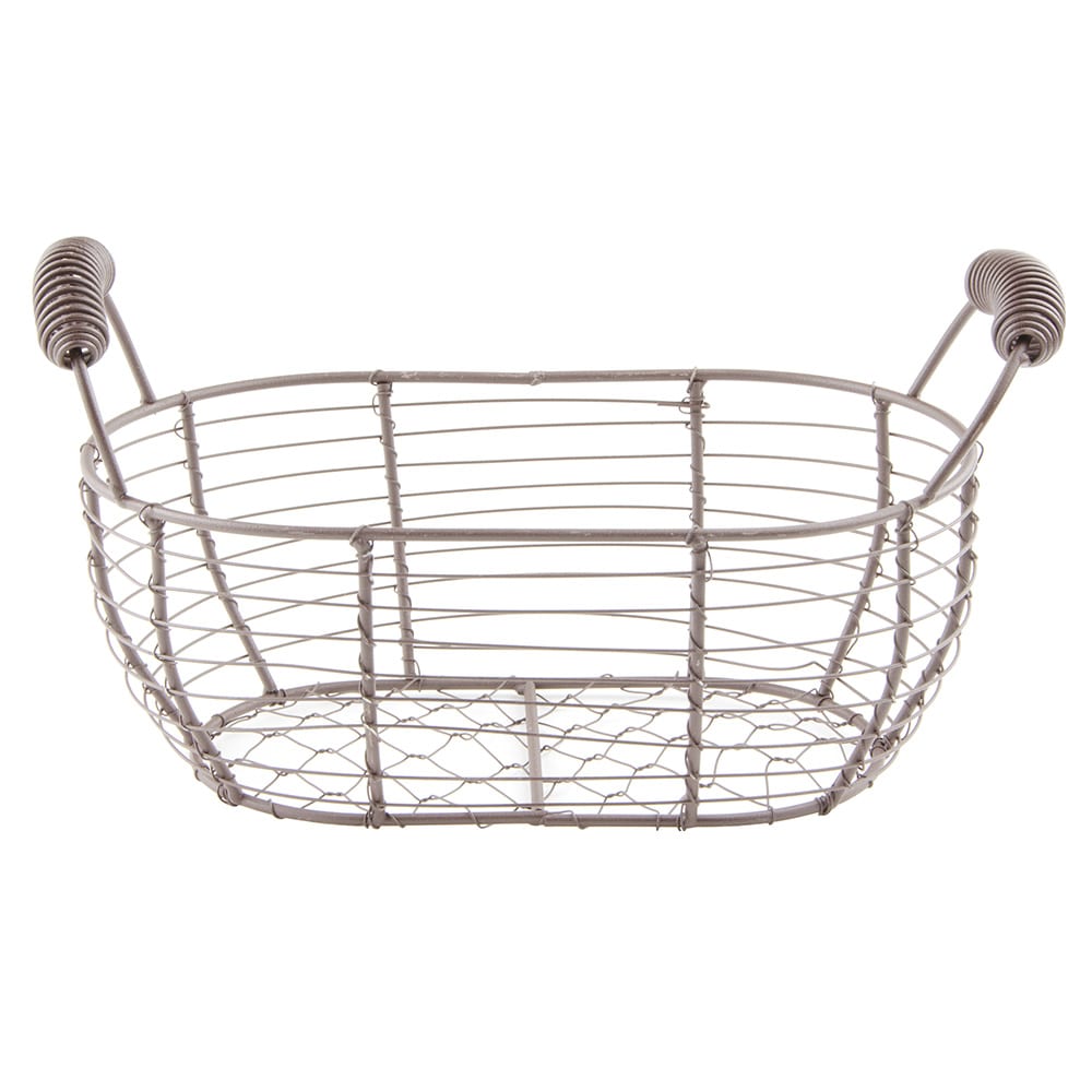 Libbey CWB-15 Oval Wire Bread Basket with Handles - 11 1/2x6 1/4" Brown
