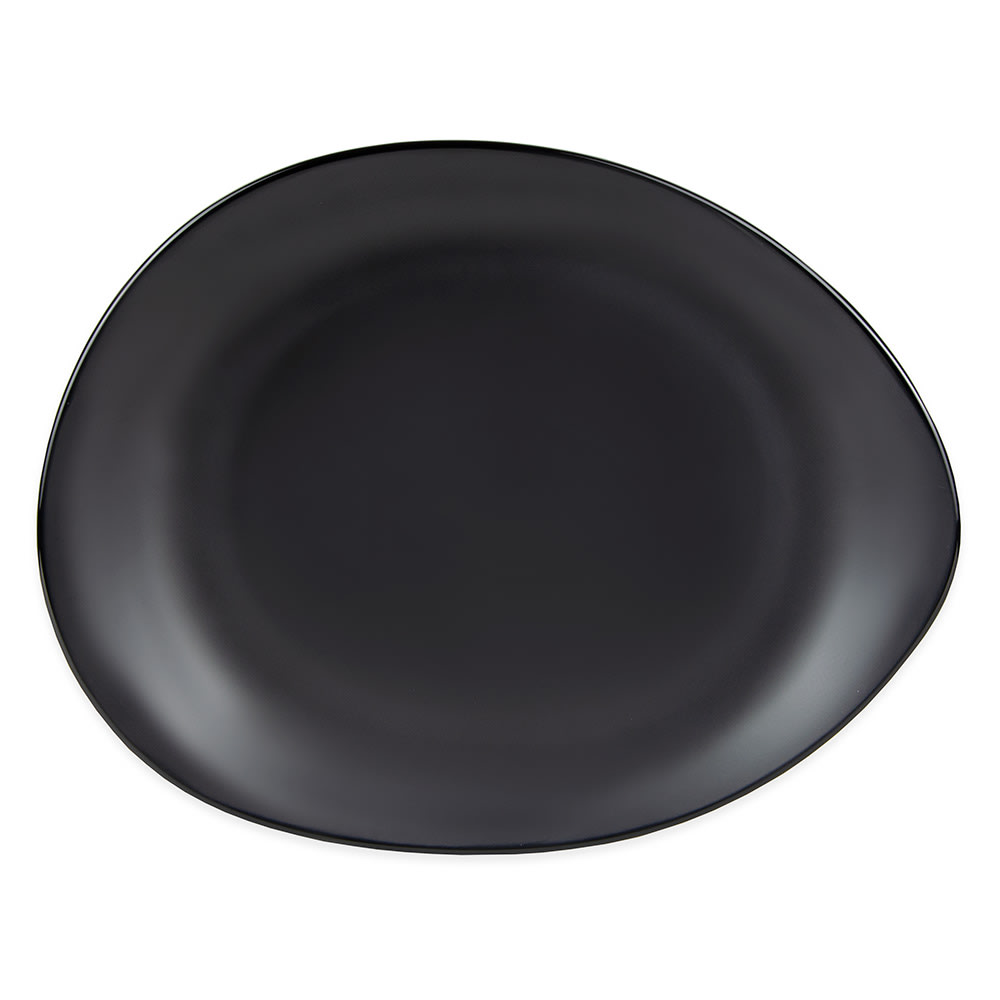 Libbey DRI-15-OME 14 1/8" x 11 1/4" Oval Driftstone Platter - Melamine, Onyx
