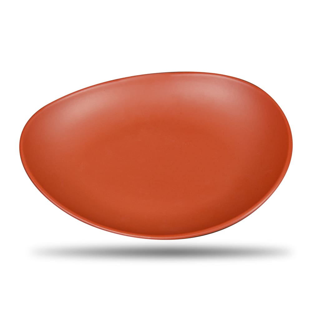 Libbey DRI-7-C Organic Oval Driftstone Plate - 10 7/8" x 8 1/2", Porcelain, Clay