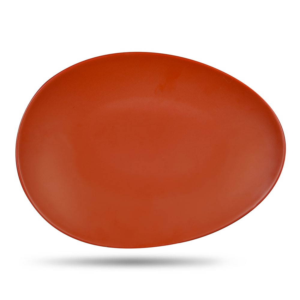 Libbey DRI-8-C Organic Oval Driftstone Plate - 13 3/4" x 10 1/8", Porcelain, Clay