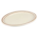 Libbey DSD-12 9 1/2" x 7 1/2" Oval Desert Sand Platter - Speckled, (2) Brown Bands thumbnail 3