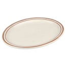 Libbey DSD-13 11 1/2" x 9 1/8" Oval Desert Sand Platter - Speckled, (2) Brown Bands thumbnail 3