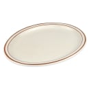 Libbey DSD-14 13 1/4" x 10 1/8" Oval Desert Sand Platter - Speckled, (2) Brown Bands thumbnail 3